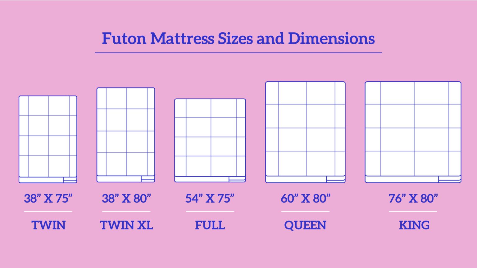 different futon mattress sizes